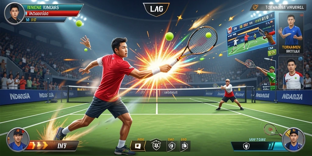 Screenshot menunjukkan karakter utama dalam aksi petualangan.